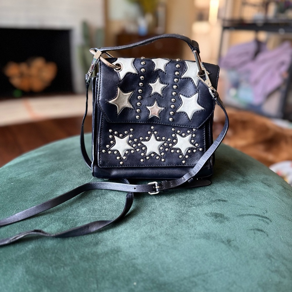 Black Crossbody Bag with Star Design